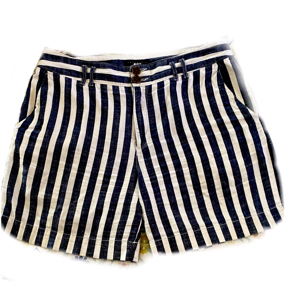 Sanctuary Shorts Womens Size 31 Black White Striped Chambray